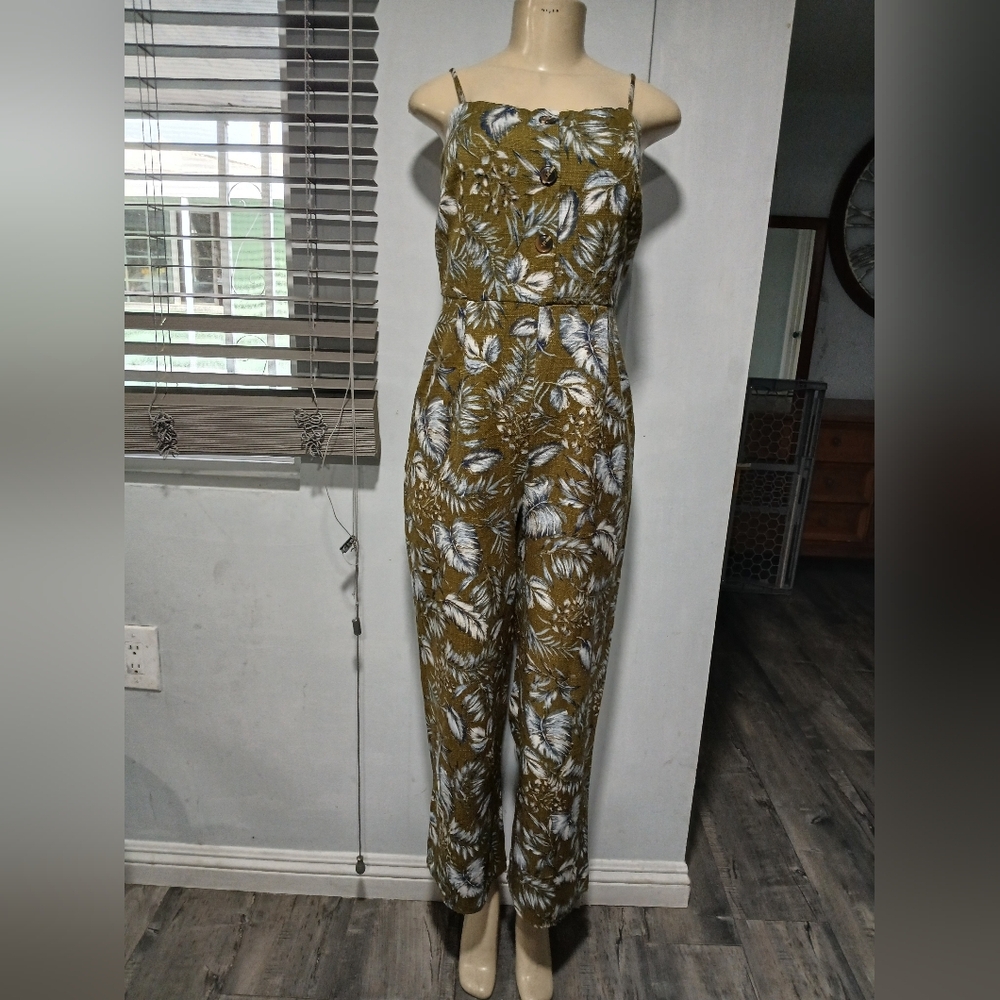 Tropical Leaf Print Jumpsuit